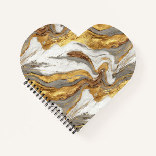 Cuaderno Textura de mármol gris abstracto con oro fluido