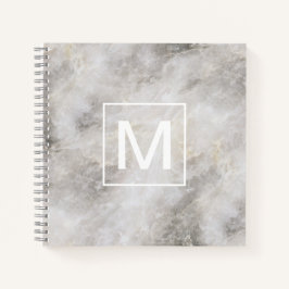 Cuaderno Textura de mármol gris claro monogramada