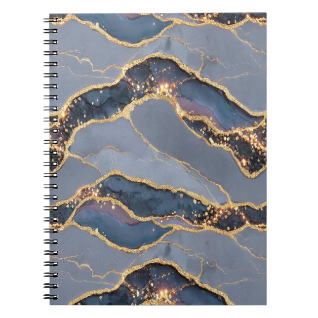 Cuaderno Textura de mármol gris oscuro de lujo con vetas de (Frente)
