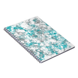 Cuaderno Textura de mármol gris turquesa y blanco
