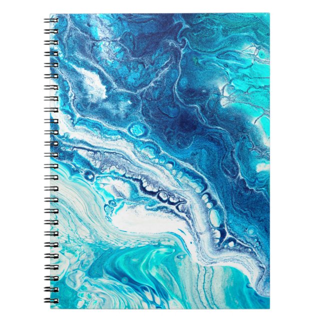 Cuaderno Textura de mármol líquido azul (Frente)
