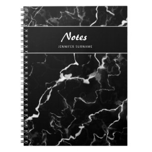 Cuaderno Textura de mármol negro falso con texto personaliz
