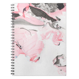 Cuaderno Textura de mármol rosa y negro. Dibujo de mano