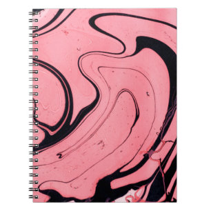 Cuaderno Textura de mármol rosa y negro. Pintado de mano