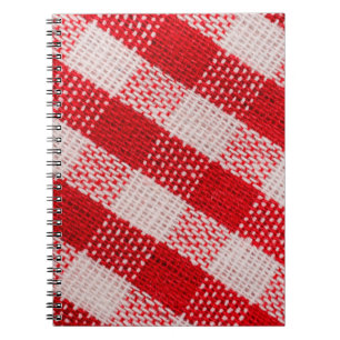 Cuaderno textura de patrón de mantel de tela a cuadros rojo