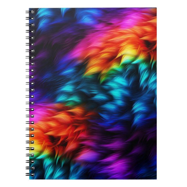 Cuaderno textura de pelaje de monstruo falso de arcoíris br (Frente)