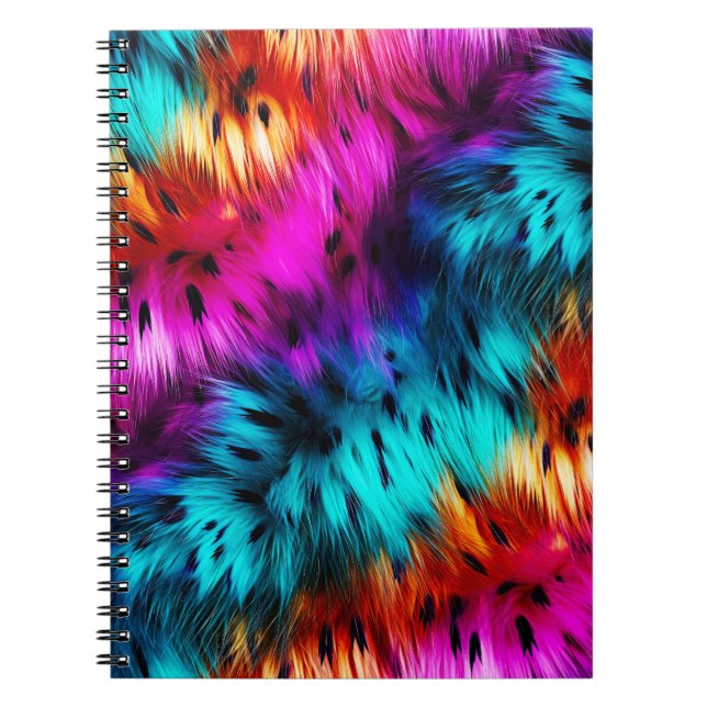 Cuaderno textura de pelaje de monstruo falso de arcoíris br (Frente)