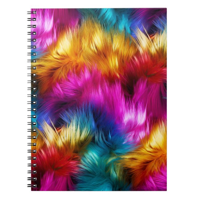 Cuaderno textura de pelaje de monstruo falso de arcoíris br (Frente)