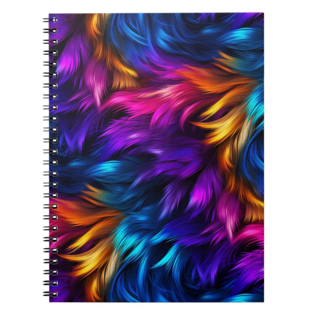 Cuaderno textura de pelaje de monstruo falso de arcoíris br (Frente)