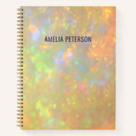 Cuaderno Textura de piedra de ópalo elegante con nombre per
