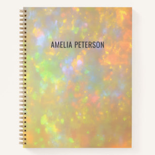 Cuaderno Textura de piedra de ópalo elegante con nombre per