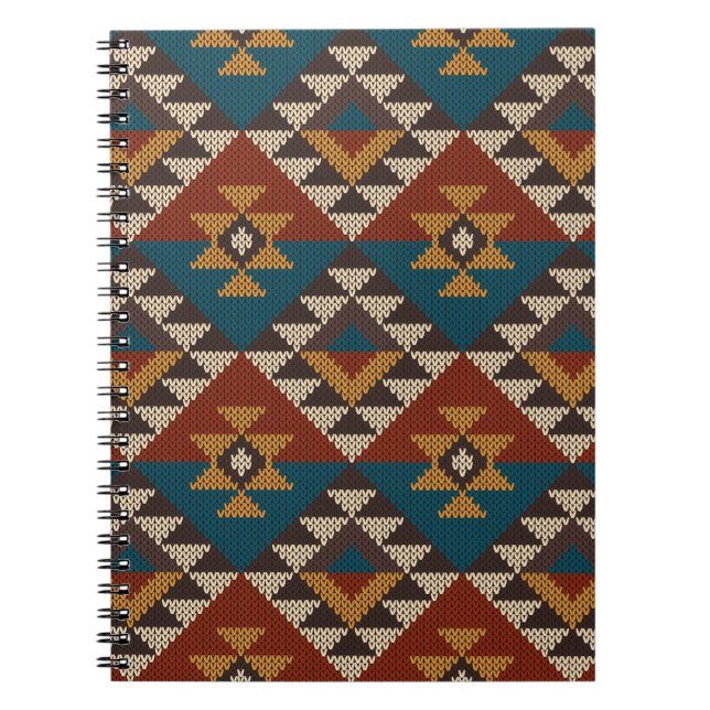 Cuaderno Textura de punto de lana tribal azteca. (Frente)