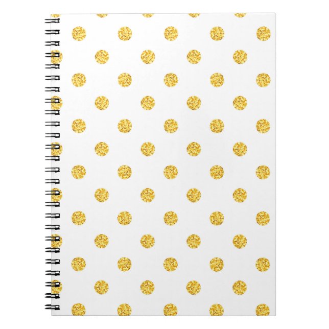 Cuaderno Textura de puntos de Purpurina de oro de Polka (Frente)