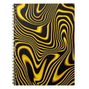 Cuaderno Textura de remolinos de oro amarillo negro