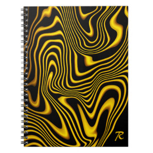 Cuaderno Textura de remolinos de oro amarillo negro persona
