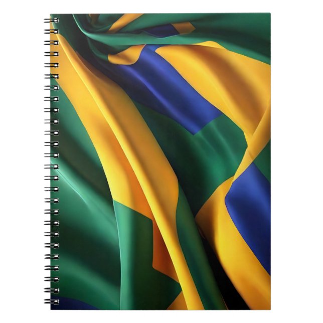 Cuaderno Textura de seda de la bandera de Brasil (Frente)