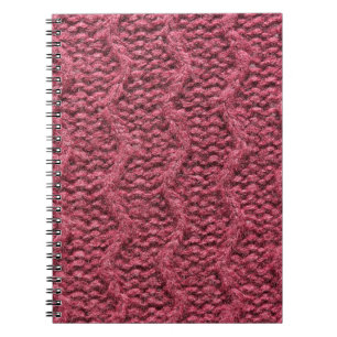 Cuaderno Textura de suéter de punto, morado de cereza.