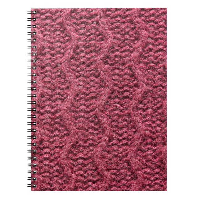 Cuaderno Textura de suéter de punto, morado de cereza. (Frente)