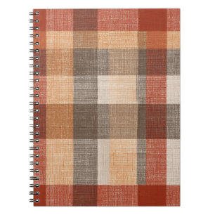 Cuaderno Textura de tela a cuadros de otoño cálido en óxido