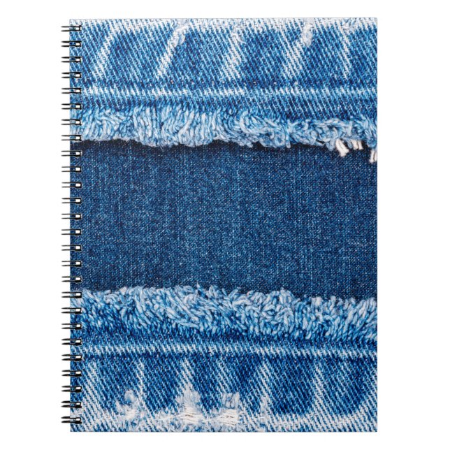 Cuaderno Textura de tela de vaqueros de denim azul (Frente)