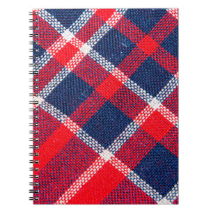 Cuaderno Textura de tela roja y azul a lana a cuadros