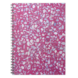 Cuaderno Textura de Terrazzo: Elegancia blanca rosada.
