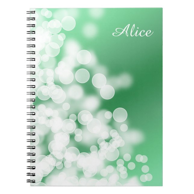Cuaderno textura del verde del estilo del bokeh (Frente)