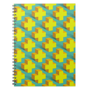 Cuaderno Textura geométrica abstracta de las cruces amarill