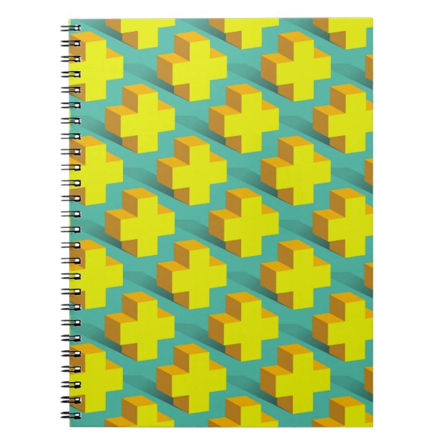 Cuaderno Textura geométrica abstracta de las cruces amarill (Frente)