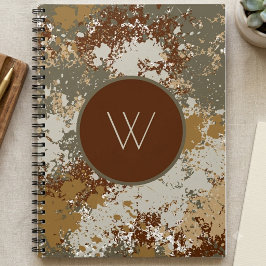 Cuaderno Textura Grunge Tono Terroso con Monograma Moderno