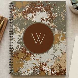 Cuaderno Textura Grunge Tono Terroso con Monograma Moderno