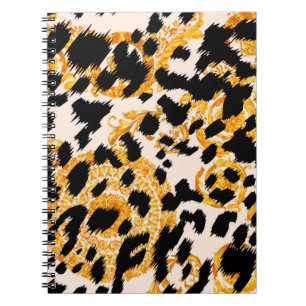 Cuaderno Textura leopardo con estampado barroco dorado