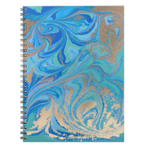 Cuaderno Textura líquida azul y dorada