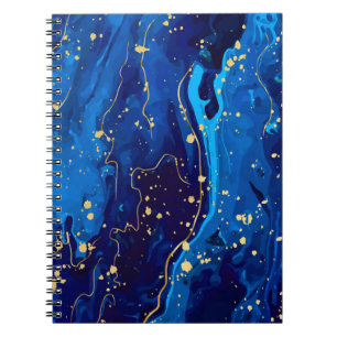 Cuaderno Textura lujosa de mármol de oro azul