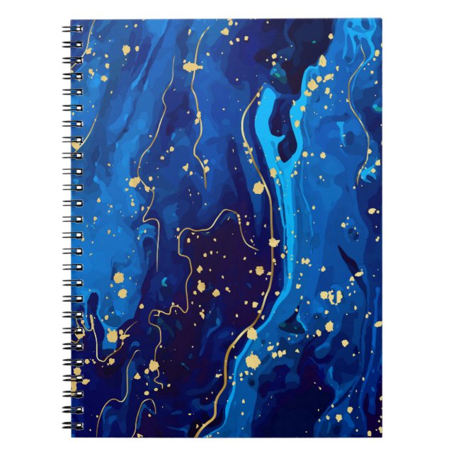 Cuaderno Textura lujosa de mármol de oro azul (Frente)