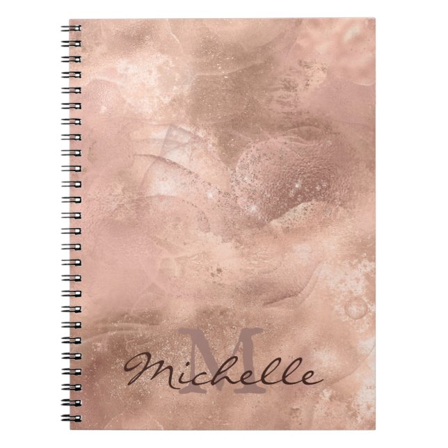 Cuaderno Textura metálica Rosa de oro - Elegante (Frente)
