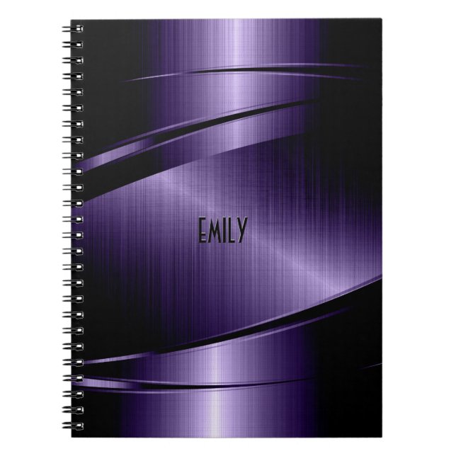 Cuaderno Textura metalúrgica geométrica de faux-púrpura (Frente)