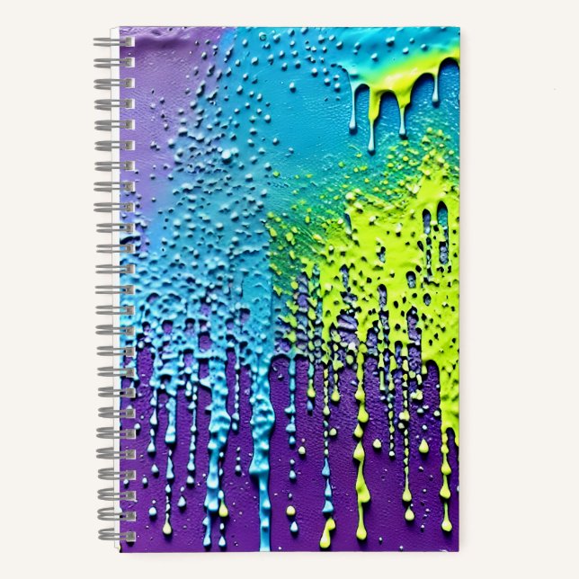 Cuaderno Textura Morado Verde Azul Neón Paint Drin Resumen (Anverso)