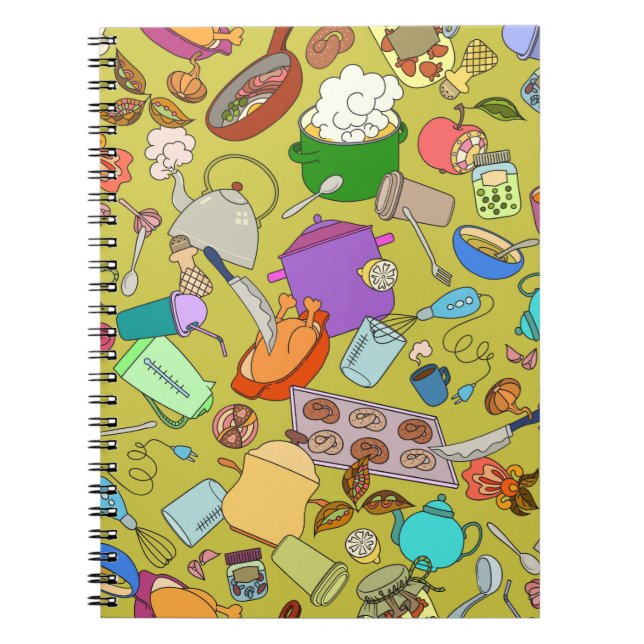 Cuaderno Textura perfecta. Objetos de comida garabateados a (Frente)