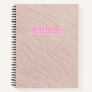 Cuaderno Textura personalizada de peluche falso difuso rosa