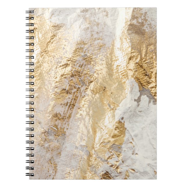 Cuaderno Textura pintada con pincel de oro blanco. (Frente)