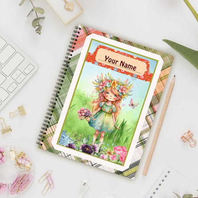 Cuaderno Textura plástica, Chica de flores y mariposa (Subido por el creador)