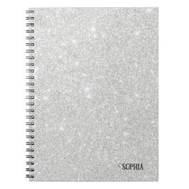 Cuaderno Textura Purpurina plateada Esparkling blanco brill
