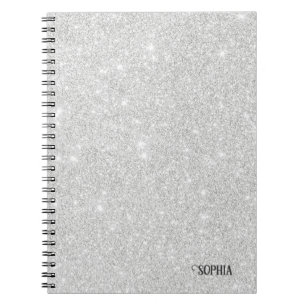 Cuaderno Textura Purpurina plateada Esparkling blanco brill