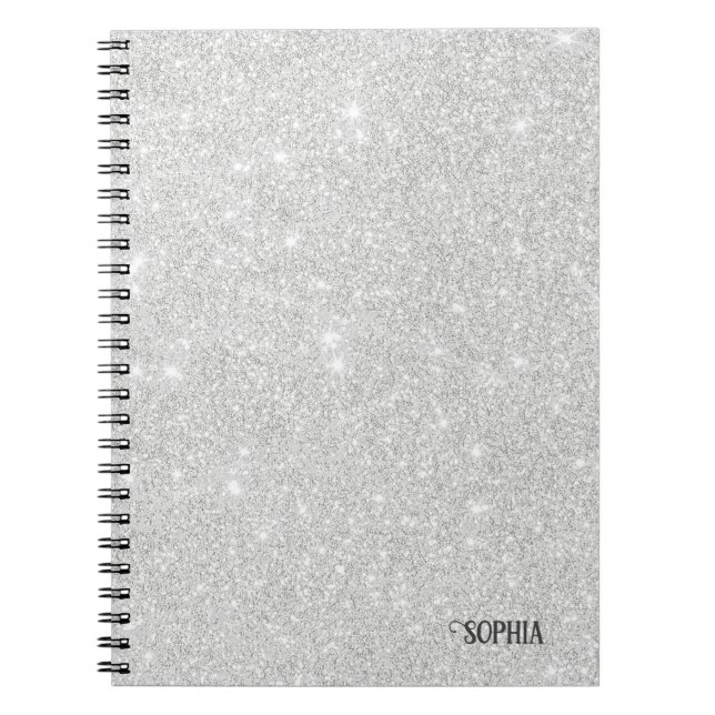 Cuaderno Textura Purpurina plateada Esparkling blanco brill (Frente)