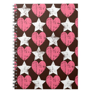 Cuaderno Textura Retro Threadbare Hearts Stars