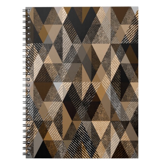 Cuaderno Textura rombólica monocromática de color marrón (Frente)
