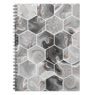 Cuaderno Textura sin soldadura de hexágono de mármol con pa