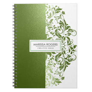 Cuaderno Textura Verde Moderna Y Mutilaciones En Blanco