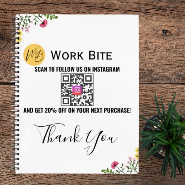 Cuaderno Thank You Wildflower Business Instagram Qr Code (Subido por el creador)
